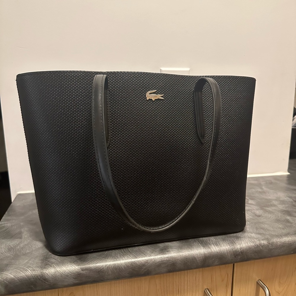 LACOSTE SAC CABAS CHANTACO EN CUIR PIQUÉ + PORTEFEUILLE - Picture 8 of 12